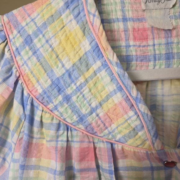 Vanity Fair Vintage 70's Pastel Plaid  House Coat Snap Robe Dress Pockets XL - Picture 5 of 14
